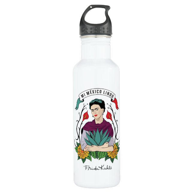 Botella De Agua Frida Kahlo el | MI México Lindo (Anverso)