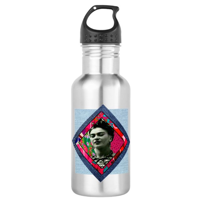 Botella De Agua Frida Kahlo Retro Pink Denim (Anverso)