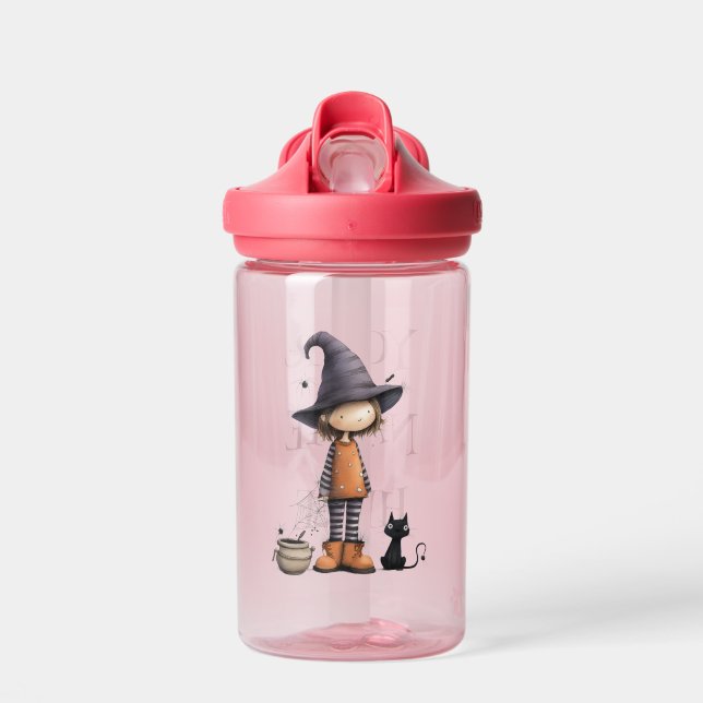 Botella De Agua Friendly Witch & Black Cat Magical  (Delante)