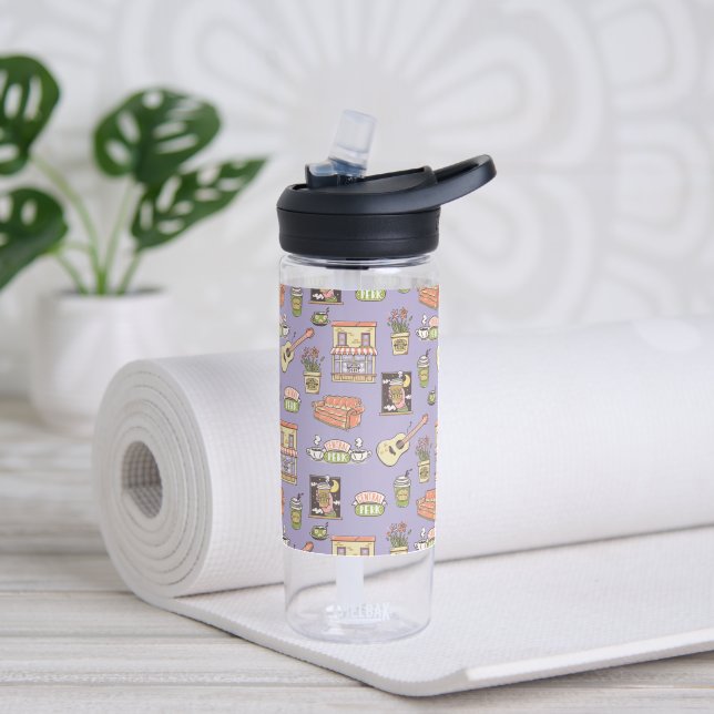 Botella De Agua FRIENDS™ | Patrón de icono púrpura (Yoga)