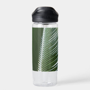 Botella De Agua Fronde de palma superpuestas tropical verde abstra