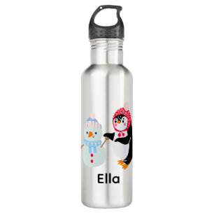 Botella De Agua Frosty el muñeco de nieve y el pingüino