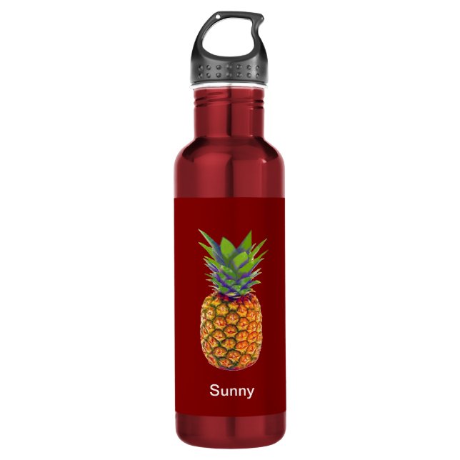 Botella De Agua Fruta de la piña en rojo (Anverso)