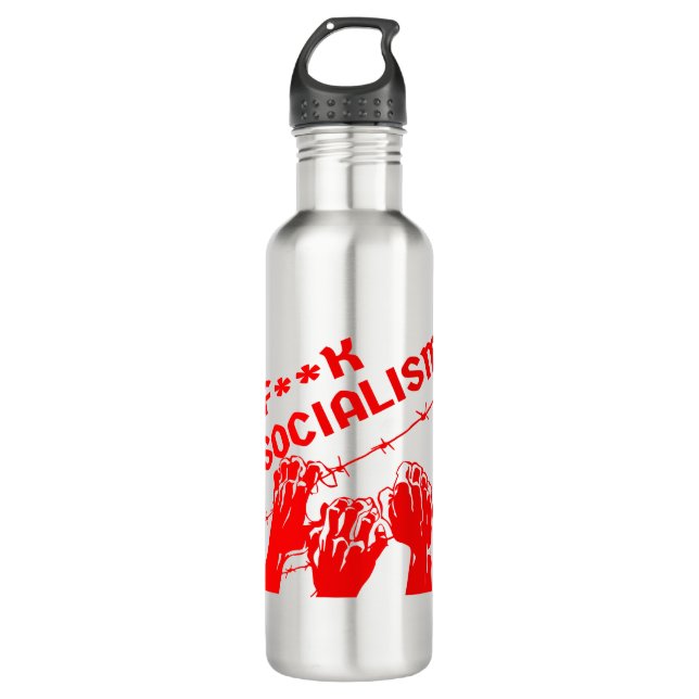Botella De Agua Fuc>| Alambre de Barb del Socialismo #USAPatriotGr (Anverso)