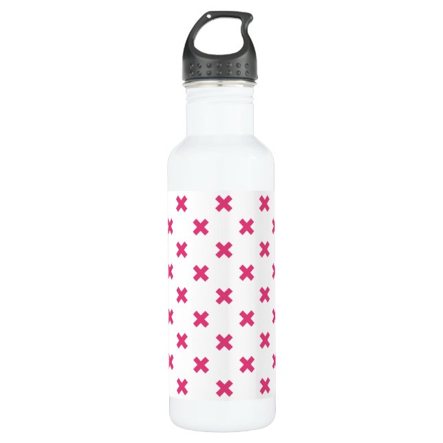 Botella De Agua Fuchsia cruza puntos en blanco (Anverso)