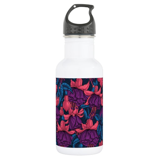 Botella De Agua Fuchsia en azul y púrpura (Anverso)