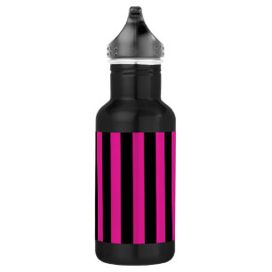 Botella De Agua Fuchsia y rayas de caramelo negro