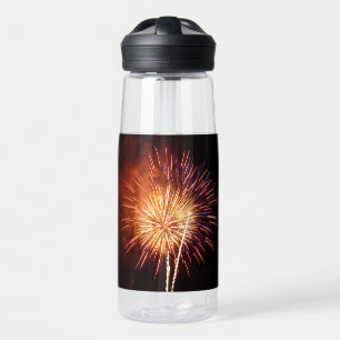 Botella De Agua Fuegos artificiales rojos, blancos y azules I Patr
