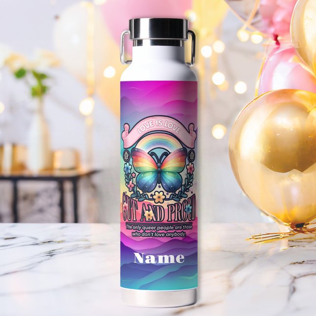Botella De Agua Fuera y orgulloso Fiesta del Orgullo Gay (Subido por el creador)