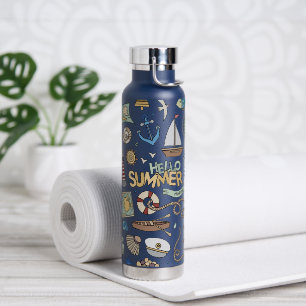 Botella De Agua Fun Coastal Beach Seashore Nautical Design