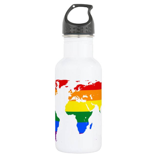 Botella De Agua Fun World Map Colorful Stripes (Anverso)