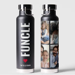 Botella De Agua Fundido | Divertido tío Nombre personalizado Negro<br><div class="desc">Funcle - Frasco de agua del tío de la diversión El diseño de la botella incluye un minimalista texto negrita moderno que dice "Funcle ( Tío divertido ) ". Perfecto para, aniversarios, regalos El día de San Valentín. Su naturaleza personalizable lo convierte en un regalo especial, único y reflexivo para...</div>