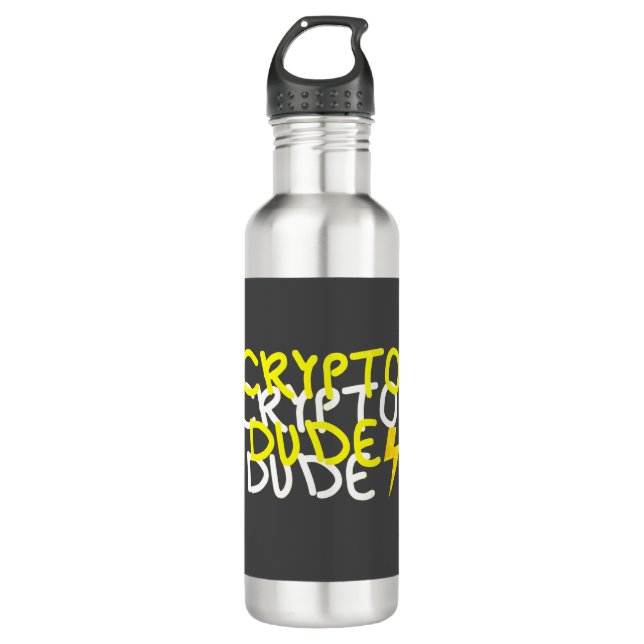 Botella De Agua Funky Crypto Dude Energy Power Rótulo (Anverso)