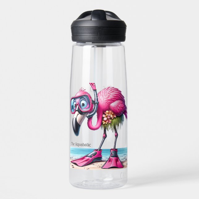 Botella De Agua Funky Flamingo Aquaholic (Delante)
