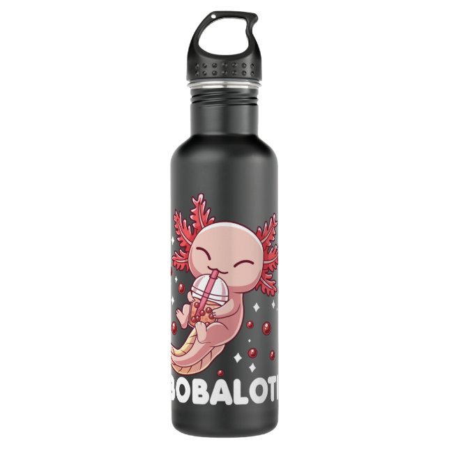 Botella De Agua Funny Axolotl Bobalotl Boba Tea Bubble Miler Kawai (Anverso)