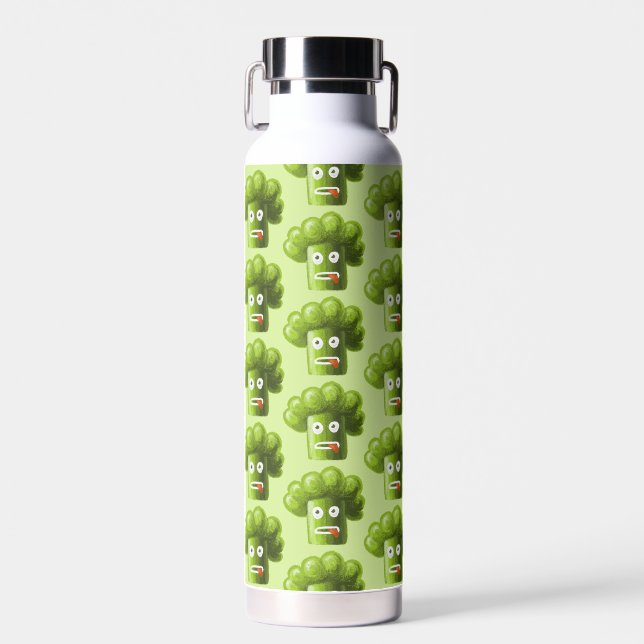 Botella De Agua Funny Broccoli Pattern Green Vegetarian (Delantero)