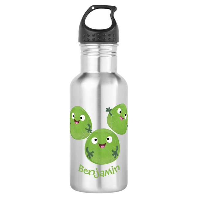Botella De Agua Funny Brussels brota personalizado de verduras (Anverso)