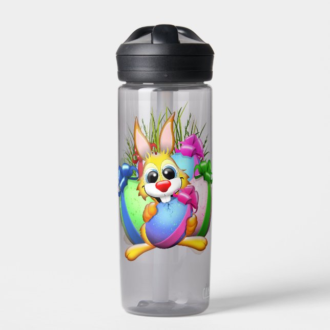 Botella De Agua Funny Bunny biting an Easter Egg (Delante)