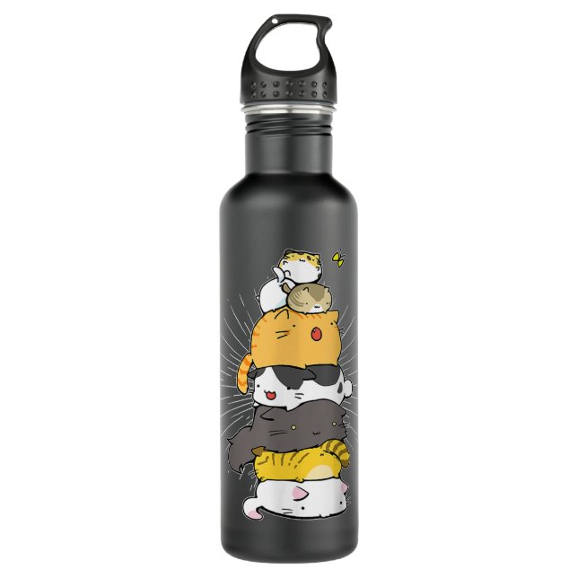 Botella De Agua Funny Cat Cute Kitty Pile Cats Anime Kawaii Neko J (Anverso)