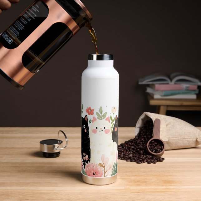 Botella De Agua Funny Cats Personalizado (Café)