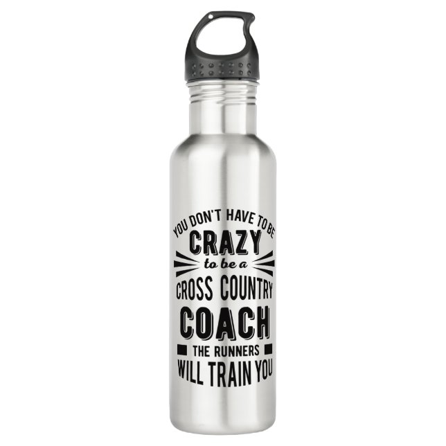 Botella De Agua Funny Cross Country Coach Crazy (Anverso)