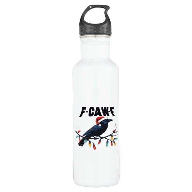 Botella De Agua Funny Crow Christmas Classic Retro Design (Anverso)