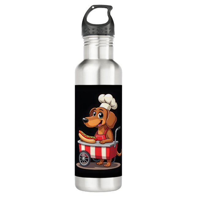 Botella De Agua Funny Dachshund Dog Hotdog Sandwich Weenie Sausage (Anverso)