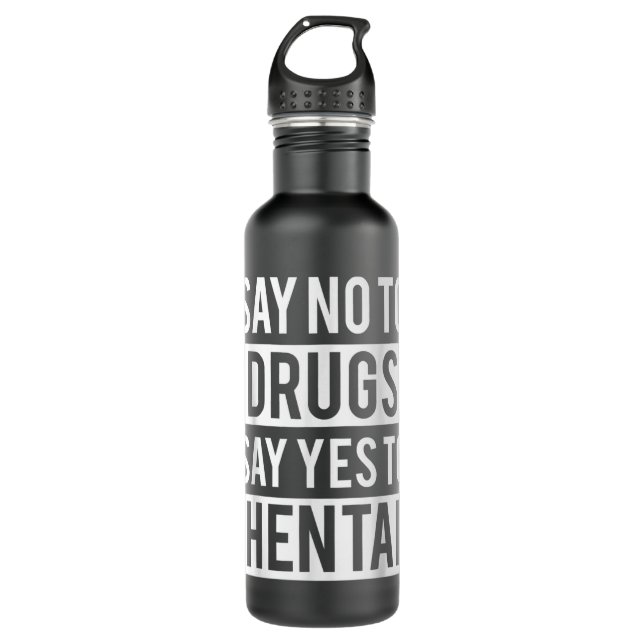 Botella De Agua Funny Hentai Anime - No To Drugs Yes To Hentai Tee (Anverso)