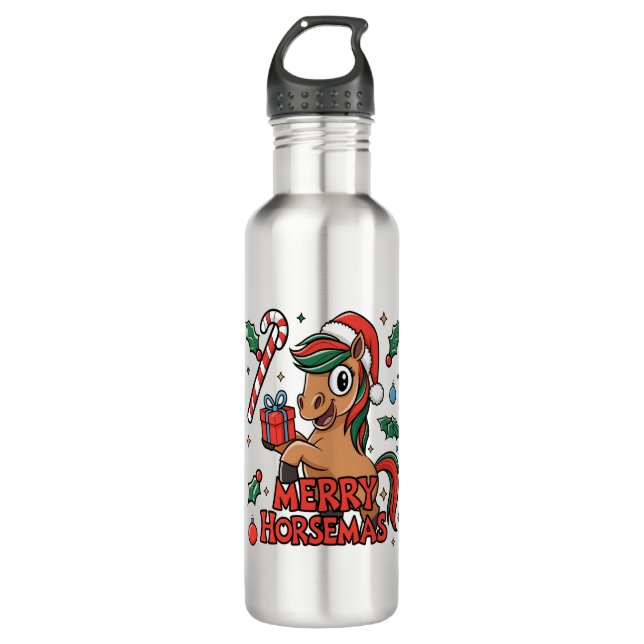 Botella De Agua Funny Horse Merry Horsemas (Anverso)