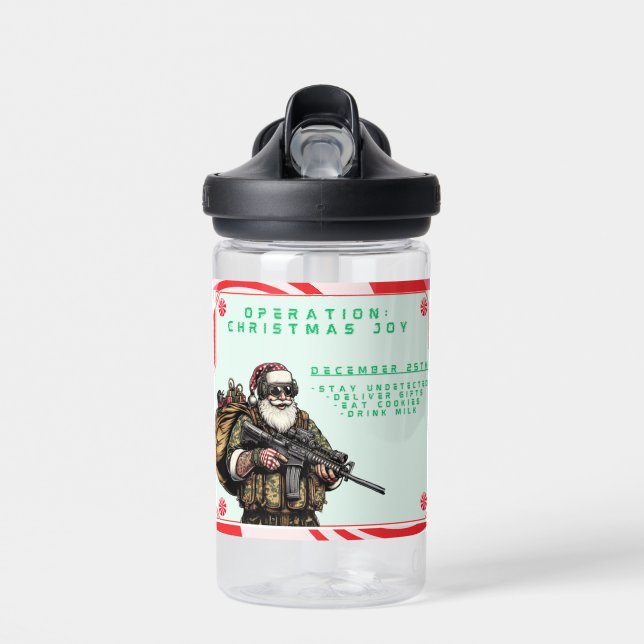 Botella De Agua Funny Military/Navidades Santa (Delante)