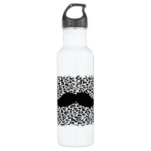 Botella De Agua Funny Mustache and Leopard Print