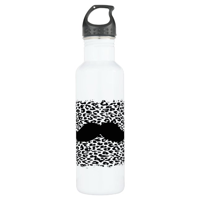 Botella De Agua Funny Mustache and Leopard Print (Anverso)