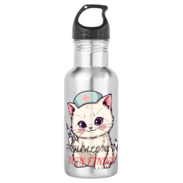 Botella De Agua Funny Nurse Cat The Vein Finder Personalized