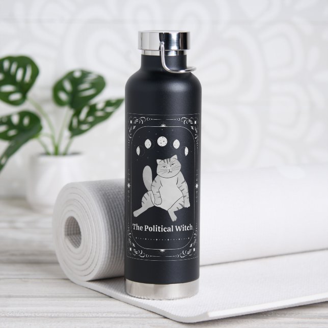 Botella De Agua Funny Political Cat Feminist Gift Liberal Democrat (Yoga (girado))