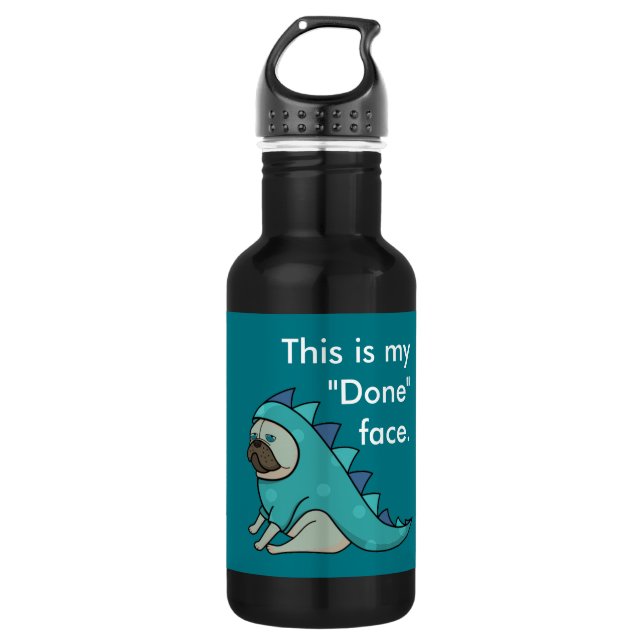Botella De Agua Funny Pug Dog Pugasaurus está "Hecho" (Anverso)