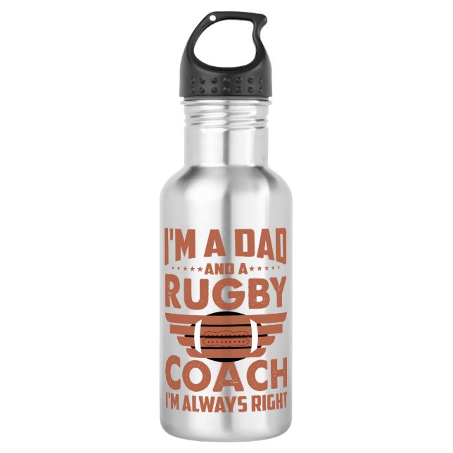 Botella De Agua Funny Rugby Dad y Rugby Coach (Anverso)