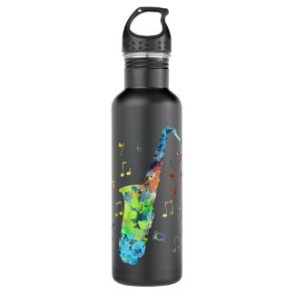 Botella De Agua Funny Saxophone Musician Jazz Music Lover Colorful