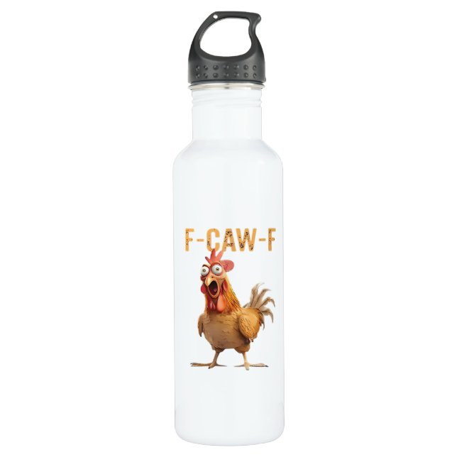 Botella De Agua Funny Screaming Chicken F Caw F Humor (Anverso)