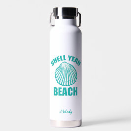 Botella De Agua Funny Shell Yeah Beach Pun Cute Verde azulado Pers