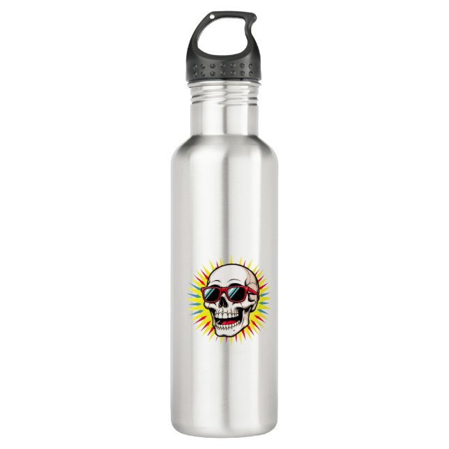 Botella De Agua **Funny Skull With Sunglasses – Cartoon Laughing S (Anverso)