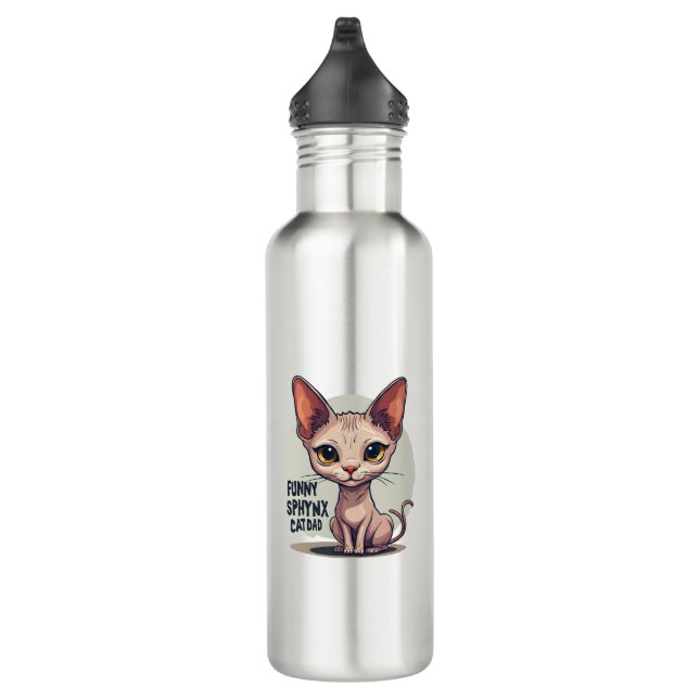Botella De Agua Funny Sphynx Cat Dad Cartoon Art (Derecha)