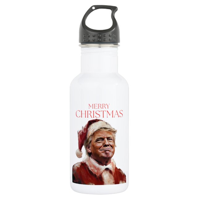 Botella De Agua Funny tarjeta de Navidades de Trump Santa Claus (Anverso)