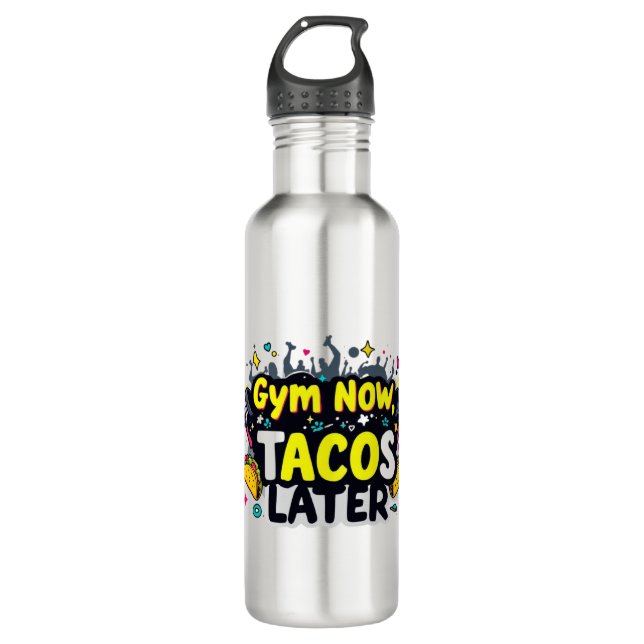 Botella De Agua Funny Water Bottle – Fitness & Foodie Quote Design (Anverso)