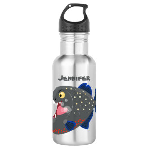 Botella De Agua Furioso ilustracion personalizado de piranha