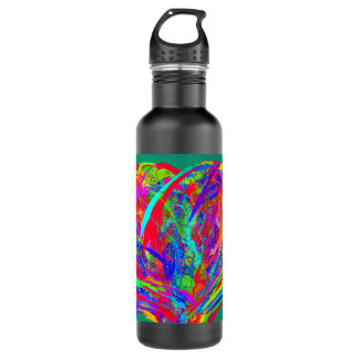 Botella De Agua Furry Rainbow Colored Flower Water Bottle