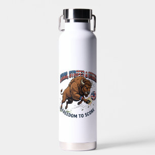 Botella De Agua Fútbol de Bison Americano: Libertad para Anotar