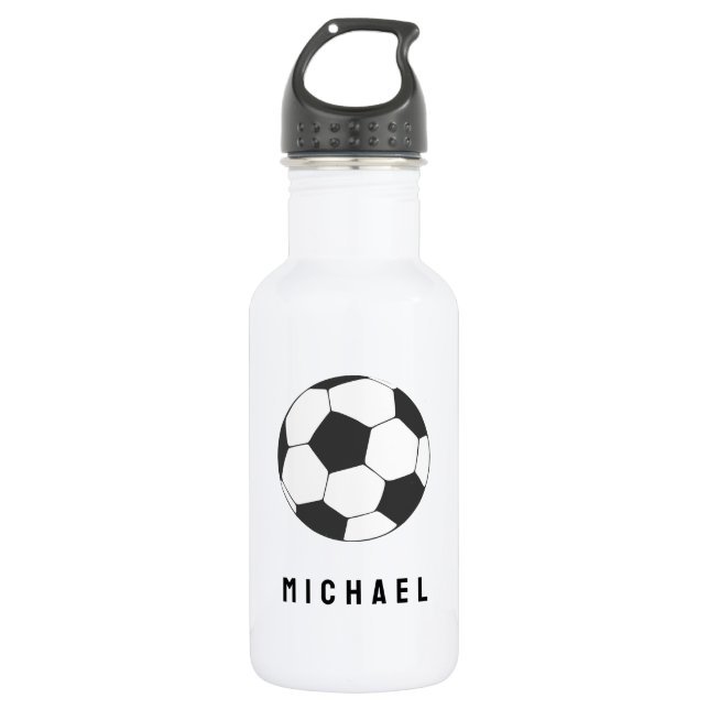 Botella De Agua Fútbol de moda - Negro personalizado (Anverso)