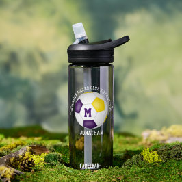 Botella De Agua futbolista del club de oro púrpura