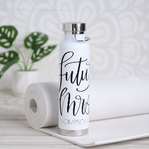 Botella De Agua Futura Sra. Text Diseño Corazón Rojo