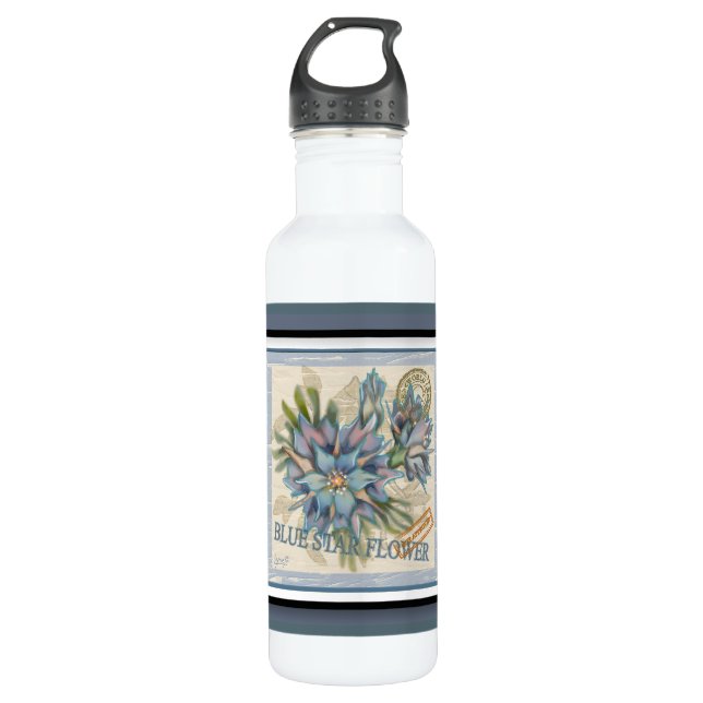 Botella De Agua G Creación Oficina Flor azul (Anverso)